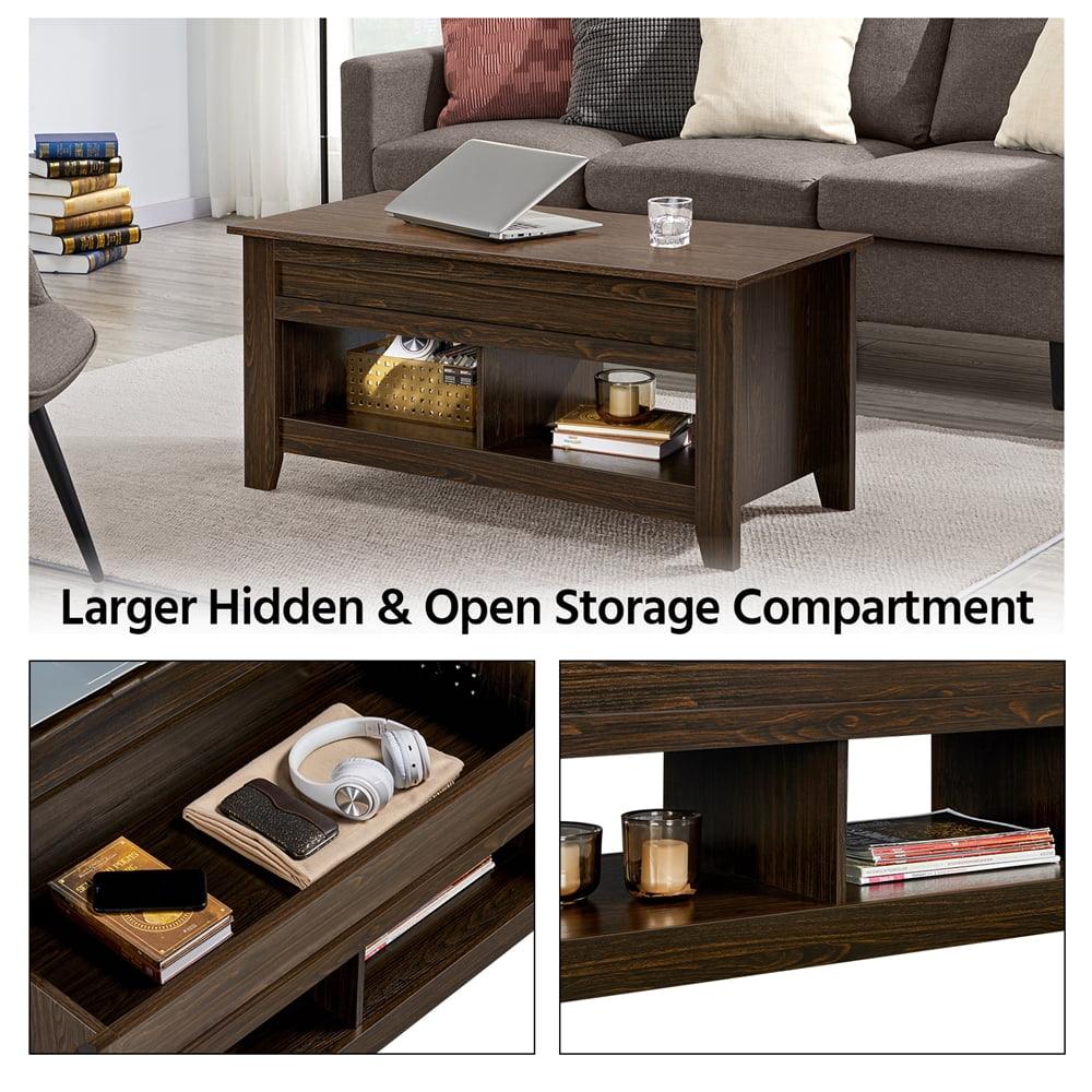 Alden Design 41" Lift Top Coffee Table with 2 Storage Compartments, Espresso - JNR Products