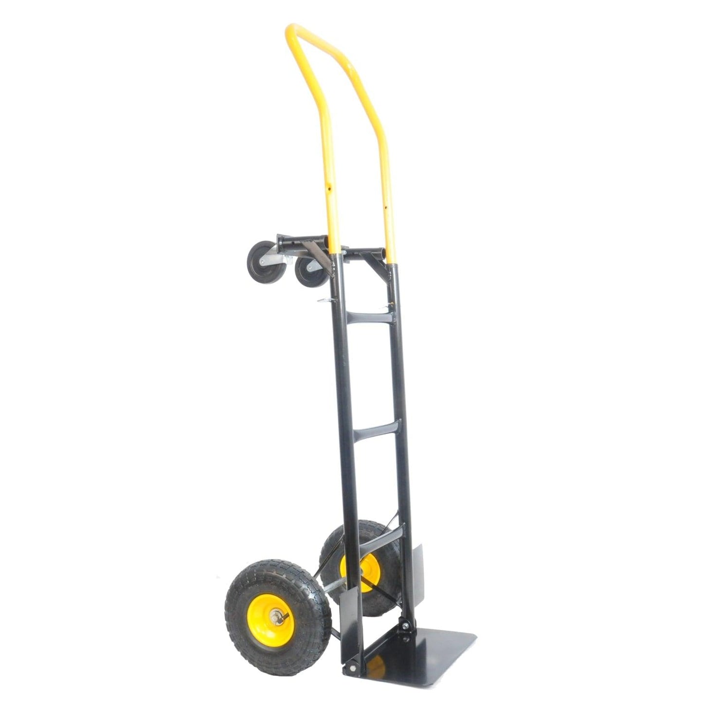 Black and Yellow Heavy Duty HT1006BK-YL Hand Truck Dual Purpose 2 Wheel Dolly Cart with 4 Wheel Push Cart Swivel Wheels and 330 Lbs Capacity - Ideal for Moving Warehouse Garden and G - JNR Products