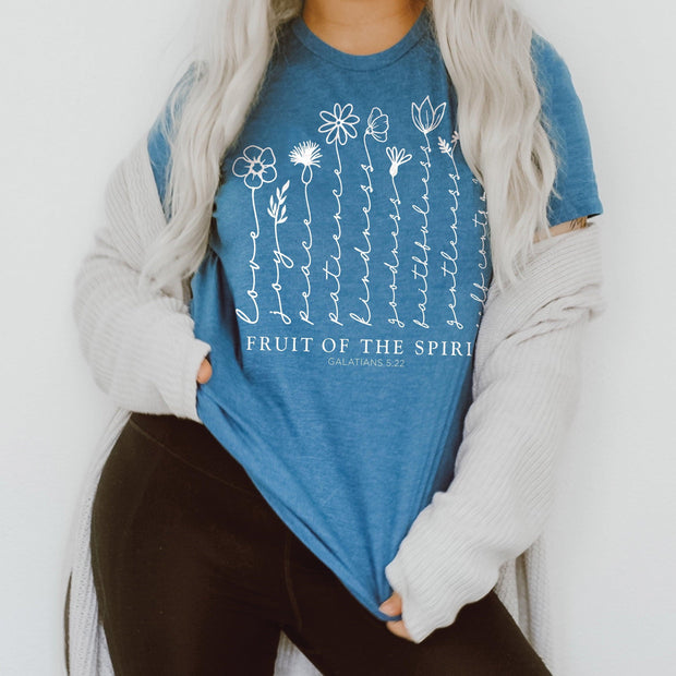 Love in Faith | Fruit of The Spirit Short Sleeve | Heather Deep Teal | Christian T-Shirts for Women | Faith Based Apparel |Christian Gifts - JNR Products