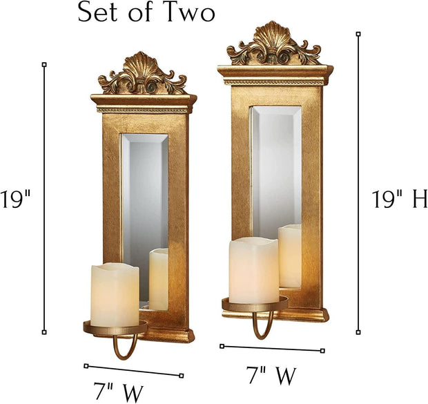 Acanthus Mirrored Wall Sconces Gold Set of Two - JNR Products