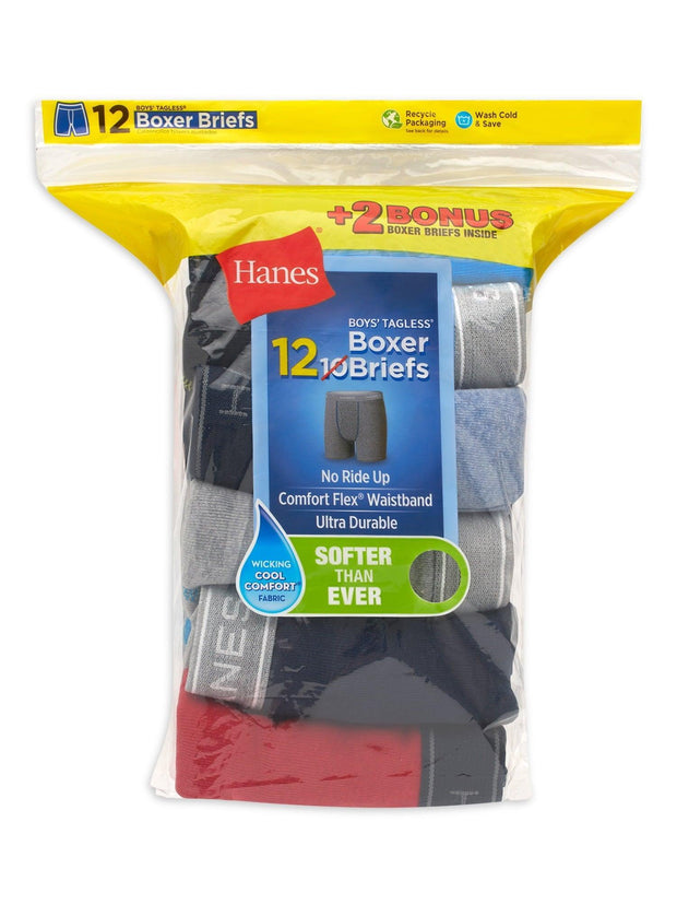 Hanes Comfort Flex Boys' Boxer Brief Underwear, 10+2 Bonus Pack - JNR Products