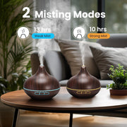 Noahstrong 500ml Essential Oil Diffuser with 8*10ml Nature Essential Oils Set, Woodgrain Aromatherapy Fragrant Oil Air Humidifier with Remote Control for Large Room Bedroom Office Car SPA Yoga - JNR Products