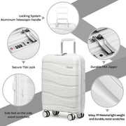 Melalenia - 5 Luggage Sets PP Hardside Spinner Luggage - (Expandable Carry-on Suitcase20")( 24" 28")-White - JNR Products