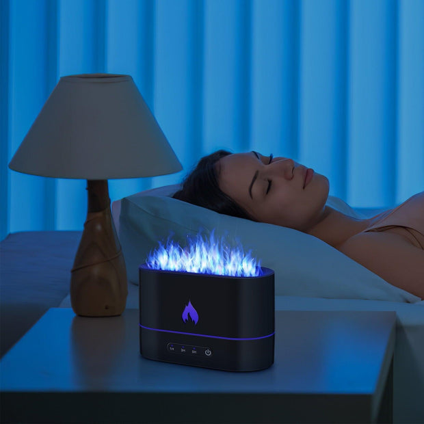 Humidifiers for Bedroom, LED Light Flame Essential Oil Diffuser Noiseless Bedroom Mist Humidifier Aroma Diffuser, 3 Timer Mode, Waterless Auto Shut-off - JNR Products