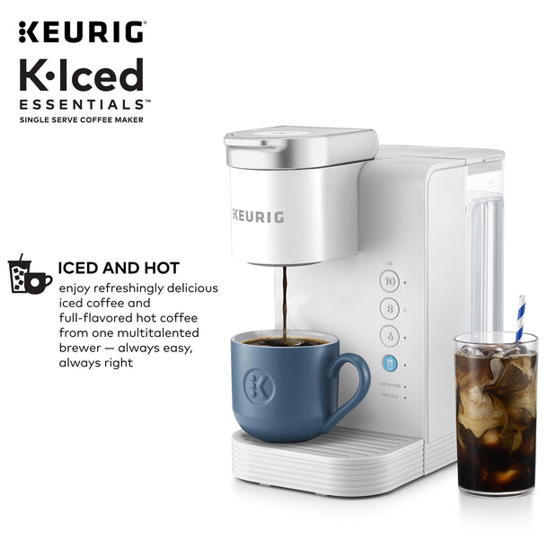 Keurig K-Iced Essentials Iced and Hot Single-Serve K-Cup Pod Coffee Maker, White - JNR Products