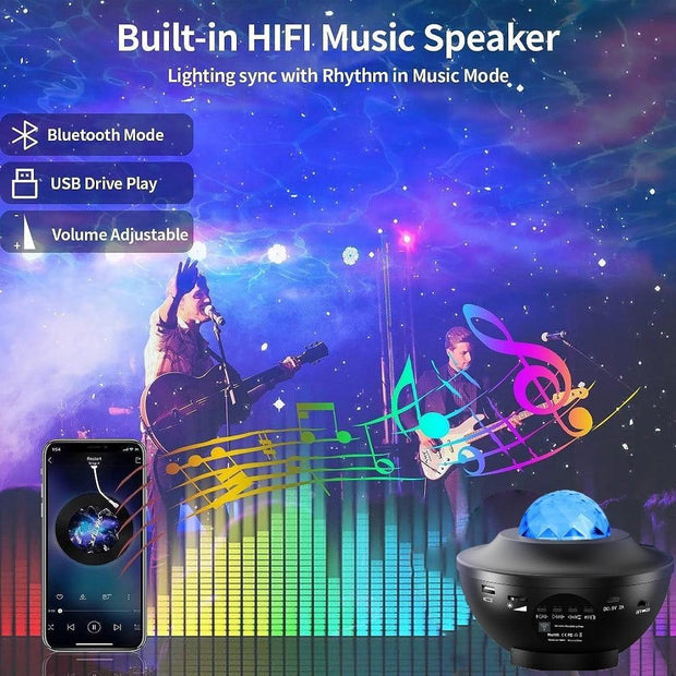 Star Projector Galaxy Light Projector with Remote & Bluetooth Speaker, Multiple Colors Dynamic Projections Star Night Light Projector for Kids Adults Bedroom, Space Lights for Bedroom Decor Aesthetic - JNR Products