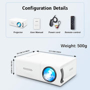 Portable 4K HD Mini Projector with Remote Control - Brightness 3000+ Lumens, 3D Support, USB Powered, Ideal for Home Theater, Camping, and Office Use, Christmas Gift, Built-in Speaker - JNR Products