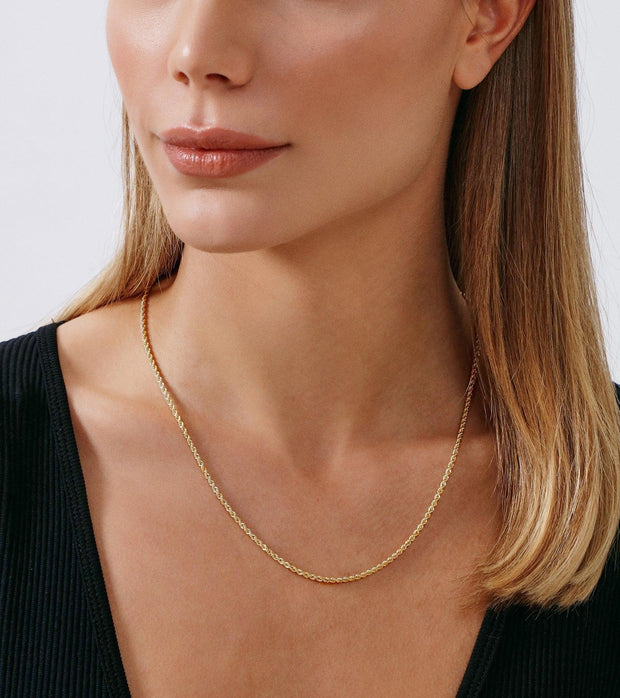 Jewelry Atelier Gold Chain Necklace Collection - 14K Solid Yellow Gold Filled Rope Chain Necklaces for Women and Men with Different Sizes (2.1mm, 2.7mm, or 3.8mm) - JNR Products