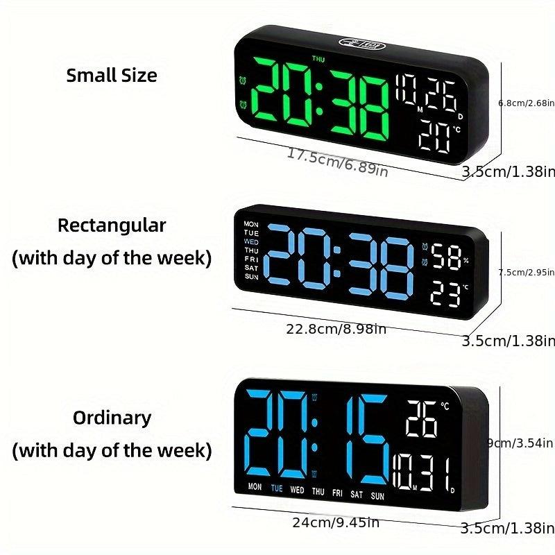 Luminous Large Screen LED Alarm Clock - Displays Week, Temperature, Humidity, and Timer - Perfect for Bedroom, Living Room, and Office Decoration with Modern Design - JNR Products