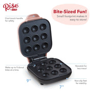 Rise by Dash Donut Bite Maker, Pink - Makes 9 Donut Bites - 4 in x 9.1 in - 2.6 lbs. - JNR Products