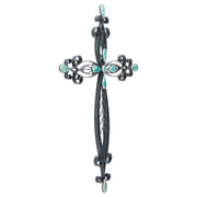 dicksons filigree black turquoise stones 20 inch metal decorative hanging wall cross - JNR Products