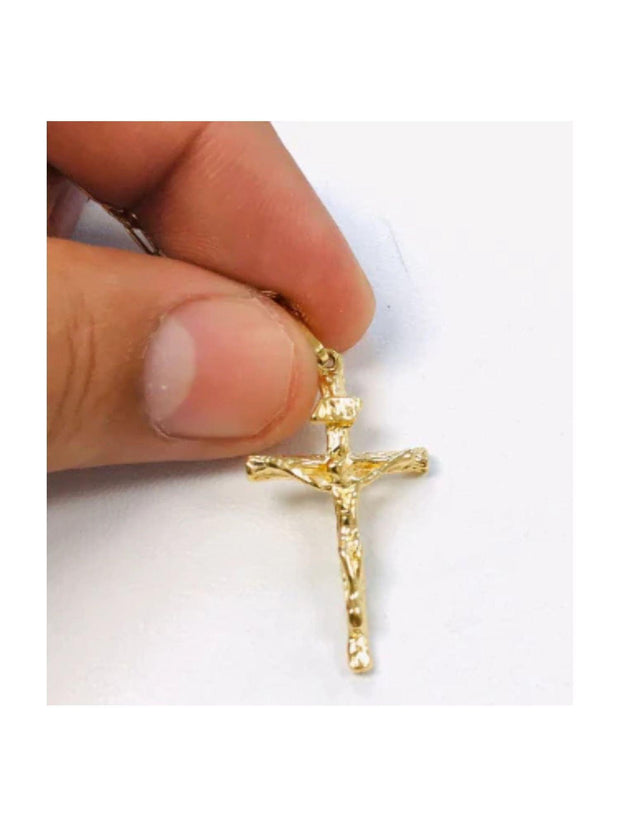 14K Gold Filled Pendant Cross 33x18mm Necklace 20” Figaro Link for Men Women - Prime Jewelry 269 - JNR Products