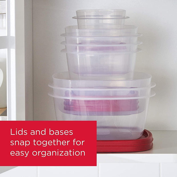 Rubbermaid EasyFindLids 40 Piece Food Storage Containers with Vented Lids Variety Set, Red - JNR Products