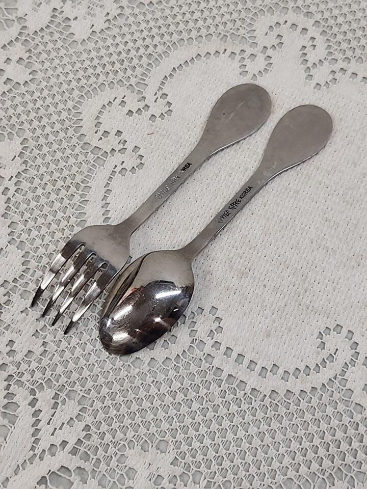 Vintage Child's Spoon & Fork Set Tommee Tippee Stainless Child Kids - JNR Products