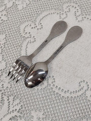 Vintage Child's Spoon & Fork Set Tommee Tippee Stainless Child Kids - JNR Products